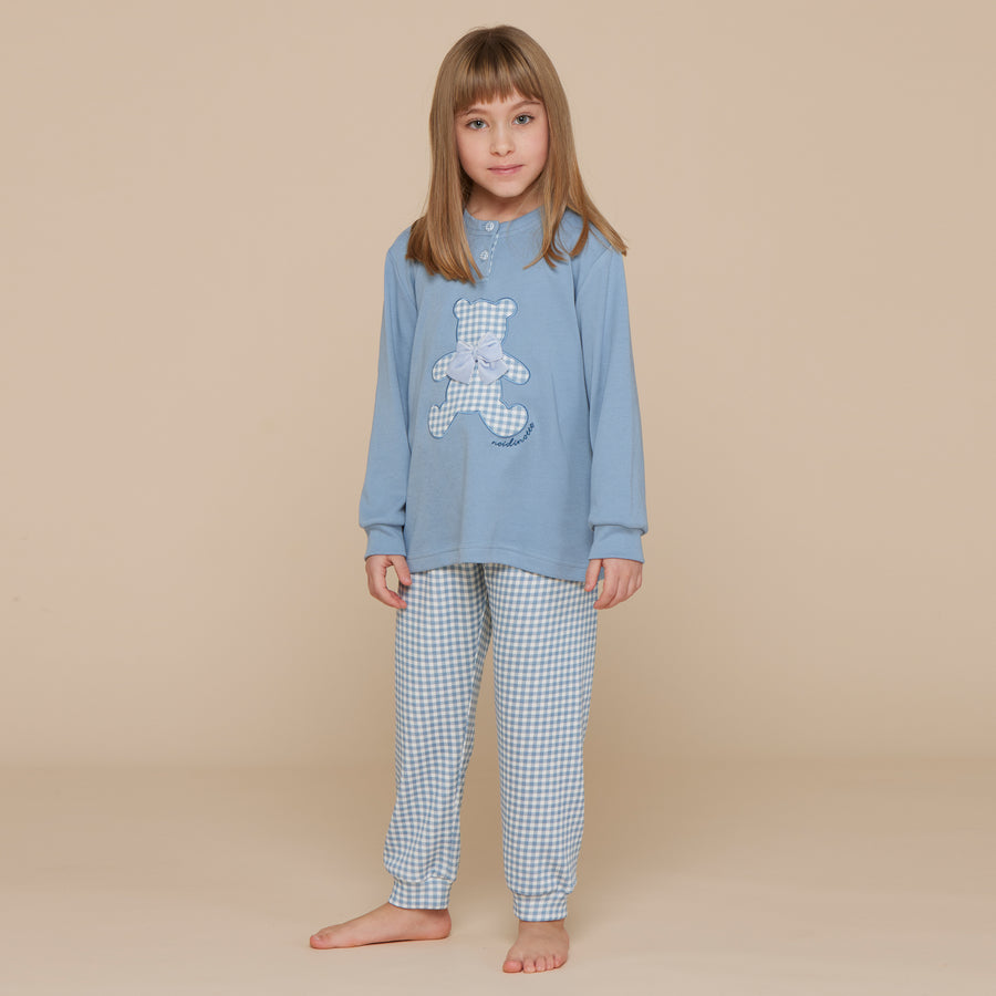 Pigiama bambina Noidìnotte caldo cotone vichy heart - FE2274