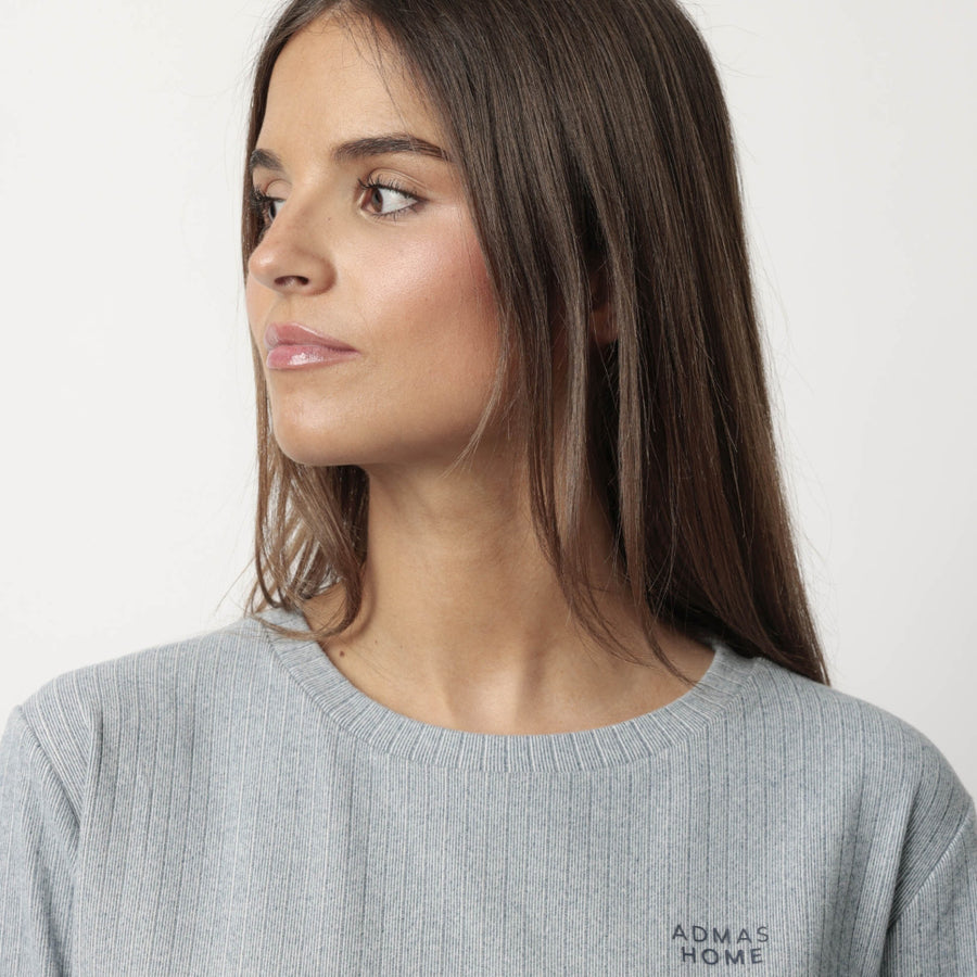 63655-0 - Pigiama donna in felpa e modale con polsini