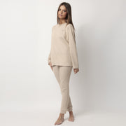 63655-0 - Pigiama donna in felpa e modale con polsini
