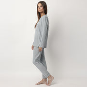63655-0 - Pigiama donna in felpa e modale con polsini