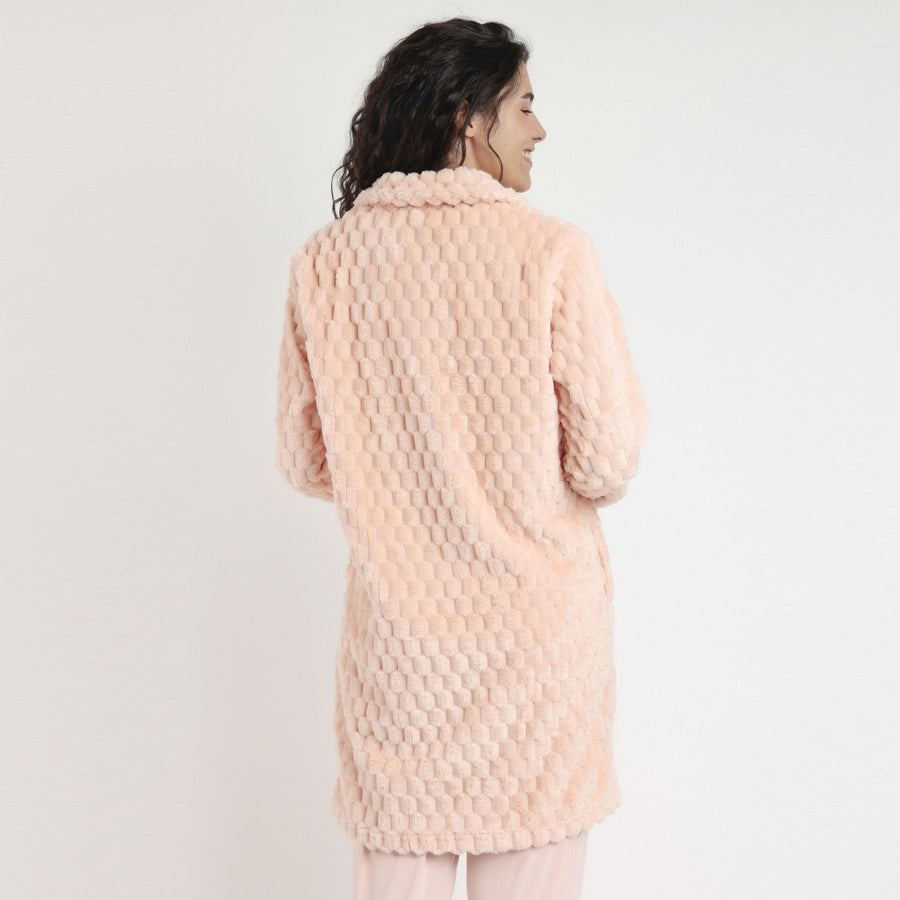 67155-0 - Vestaglia in coral con bottoni super morbida