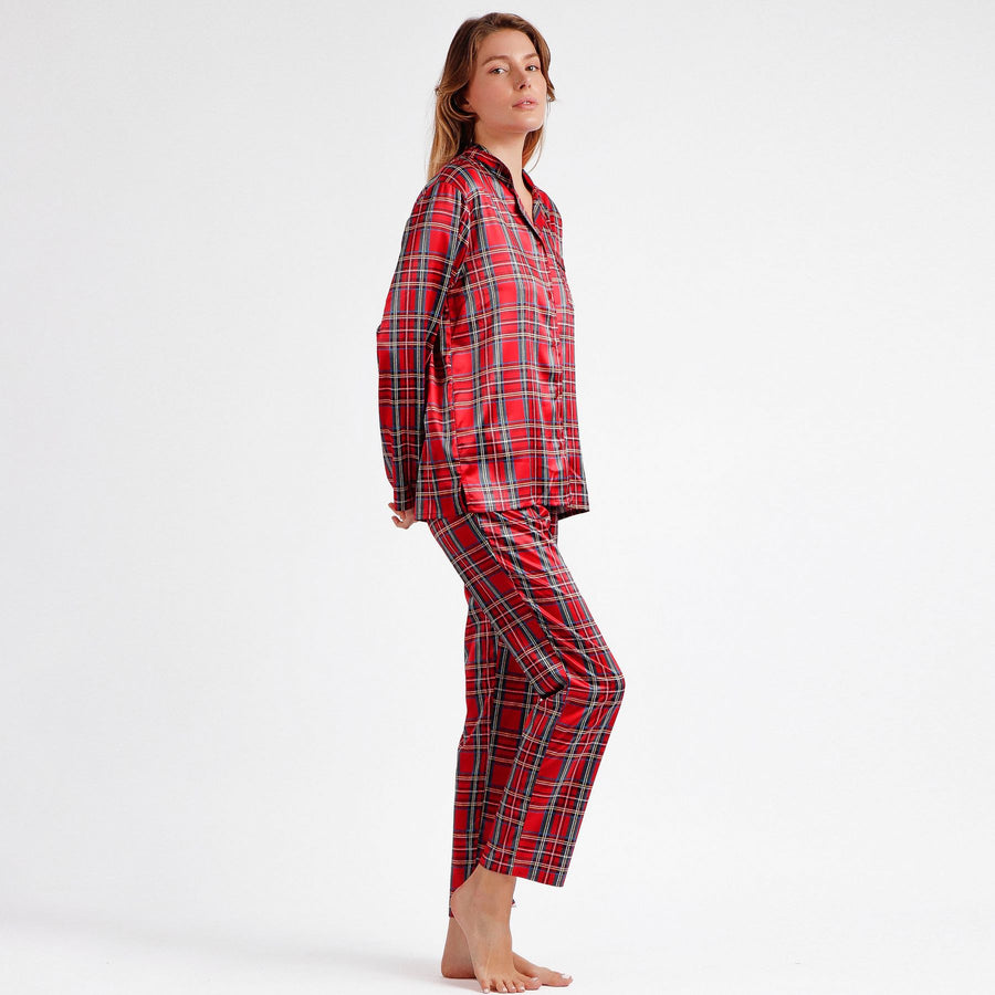 Pigiama donna tartan in raso - 60077-0