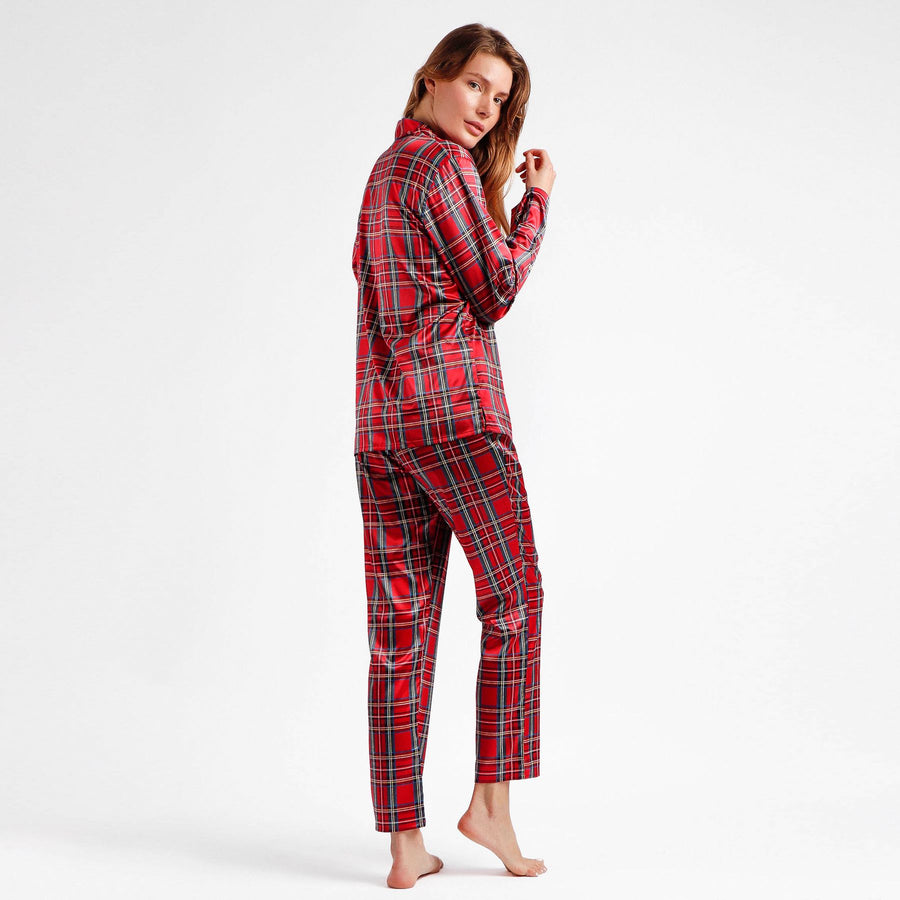 Pigiama donna tartan in raso - 60077-0