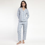 63653-0 - Pigiama caldo cotone aperto avanti con fiocchetti senza polsini