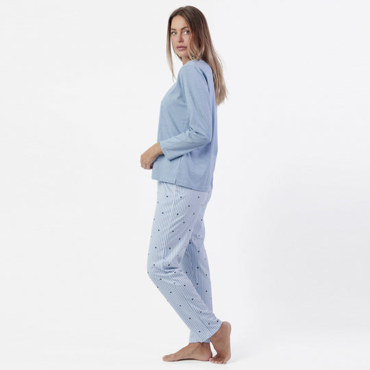 63610-0 - Pigiama donna con pantalone fiocchetti