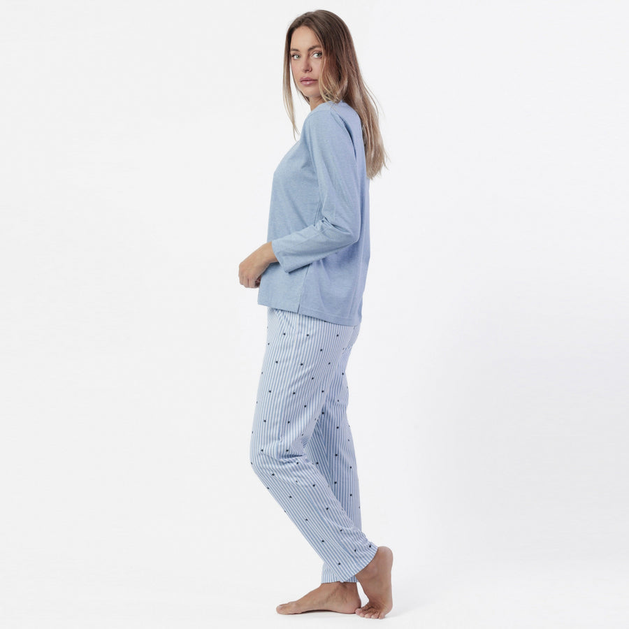 63610-0 - Pigiama donna con pantalone fiocchetti