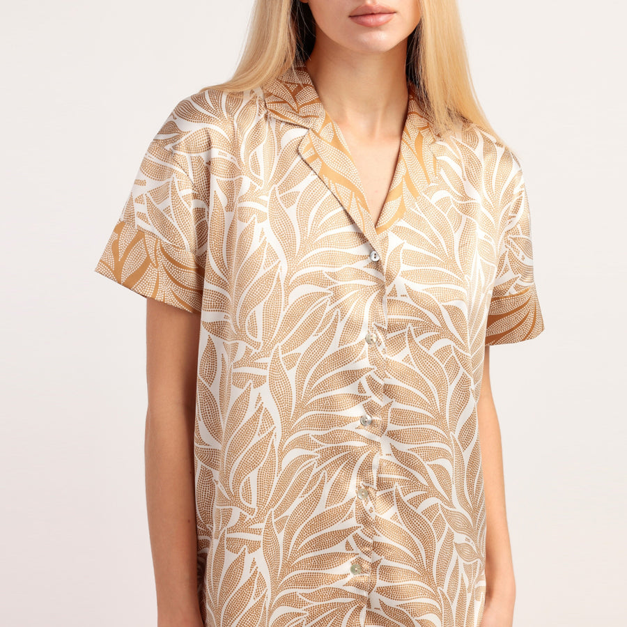 Pigiama Donna mezza manica modello camicia aperto avanti -  64101-0
