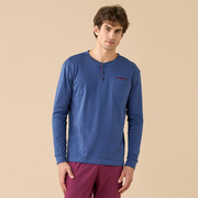 FC3312AB - Pigiama caldo cotone pantalone lungo con polsino Noidìnotte