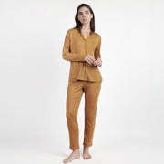 63647-0 - Pigiama in modal con collo in raso aperto avanti