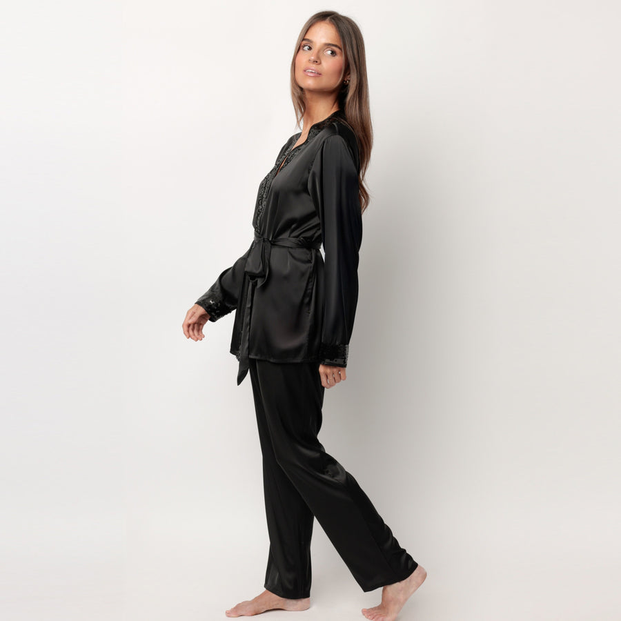 63642-0 -Pigiama donna con dettagli in paillettes