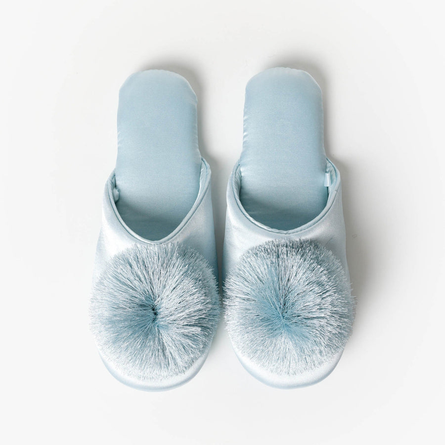 69041-0 - Ciabatte in raso con pompon