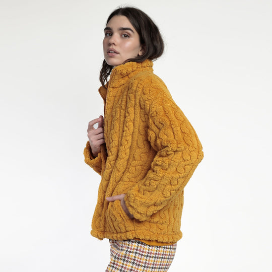 67282-0 - Giacca in coral con zip fantasia treccine