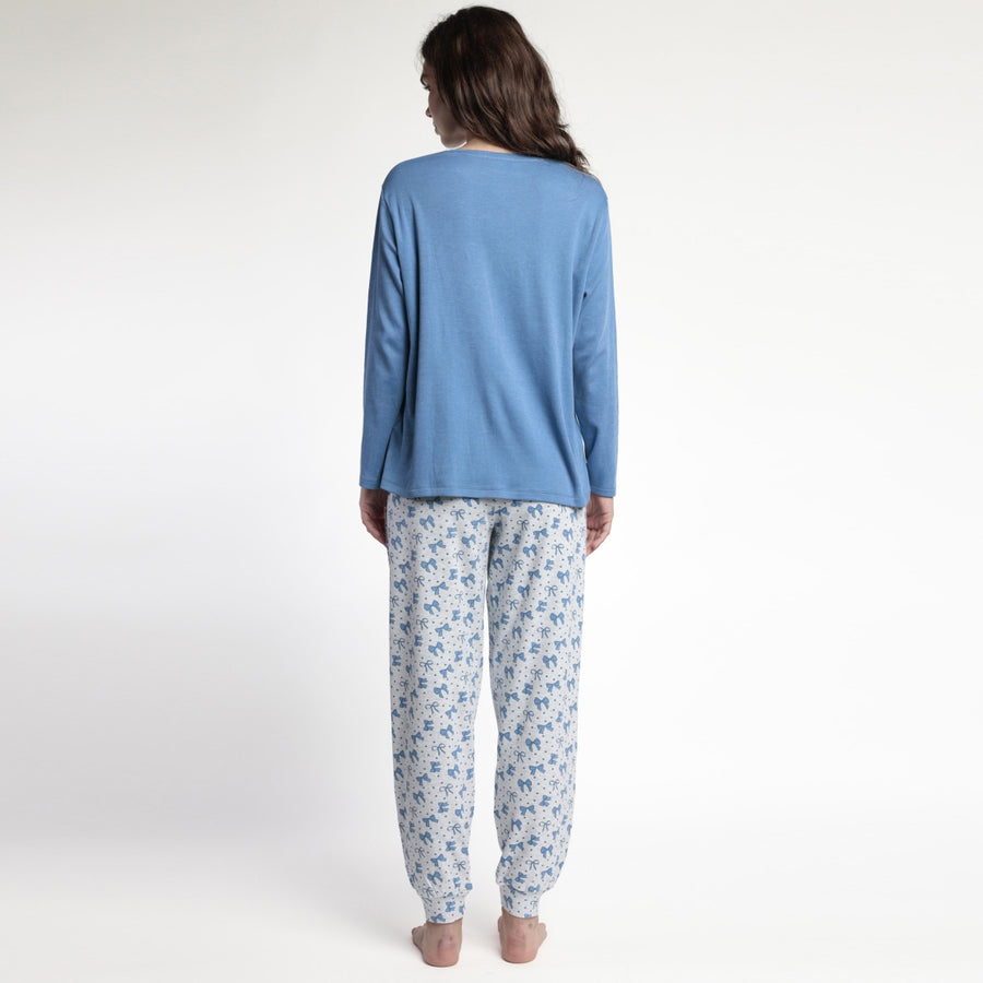 63652-0 - Pigiama in caldo cotone fiocchetti con polsini