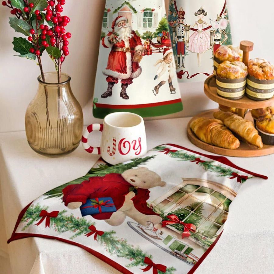 Strofinaccio Scintille - Strofinaccio in cotone con stampa digitale natalizia