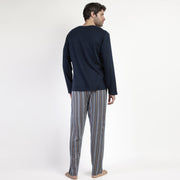 63180-0 - Pigiama uomo in caldo cotone senza polsini con pantalone righe
