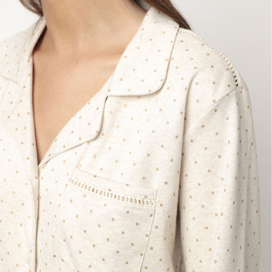 63637-0 - PPigiama aperto avanti con pois