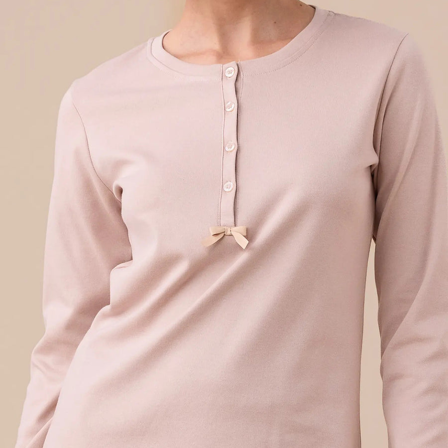 FA9265 - Pigiama donna in caldo cotone con pantalone fantasia e maglia tinta unita