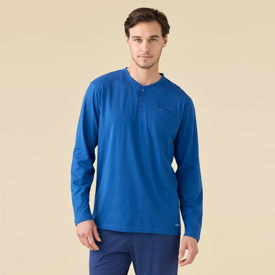 FC3224AB - Pigiama uomo manica lunga pantalone lungo in jersey di cotone
