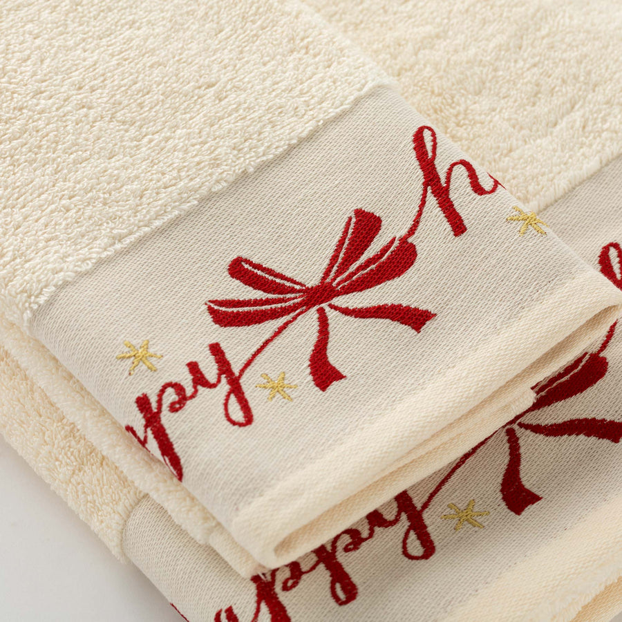 Happy holidays - Set Asciugamani in spugna jacquard natalizio