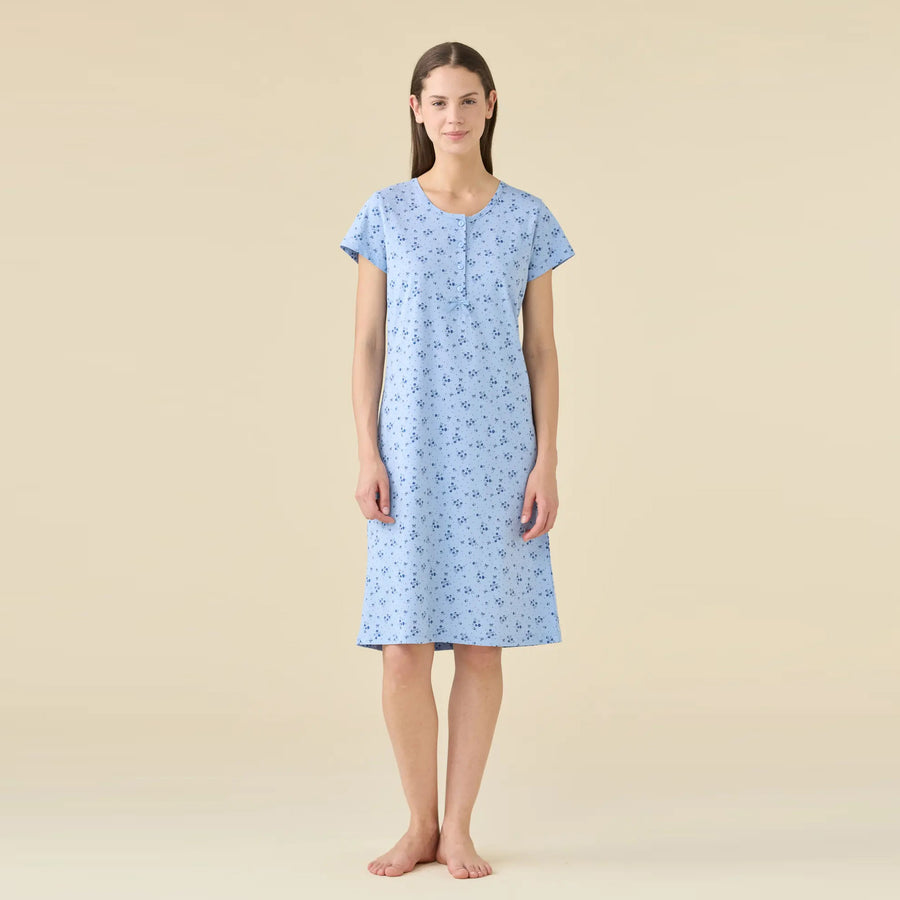 Camicia mezza manica serafino in cotone - LA3471AB