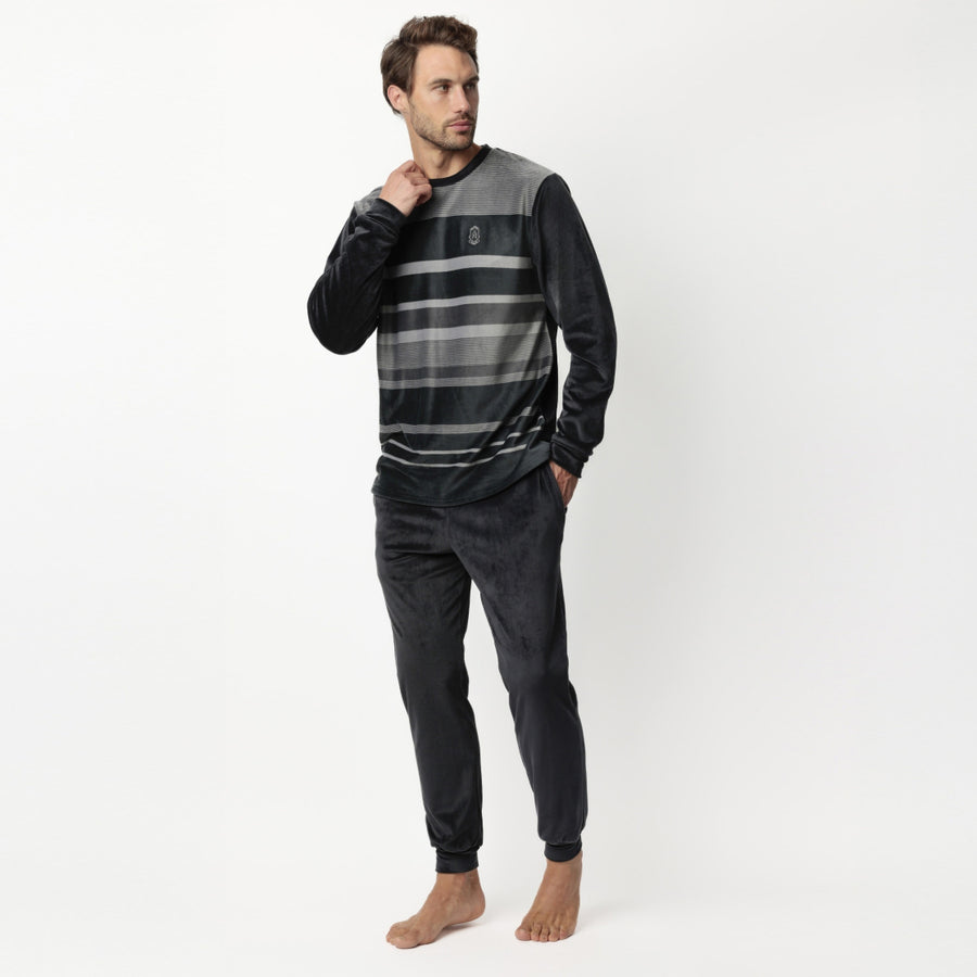 63785-0 - Pigiama uomo in coral girocollo in coral con polsini