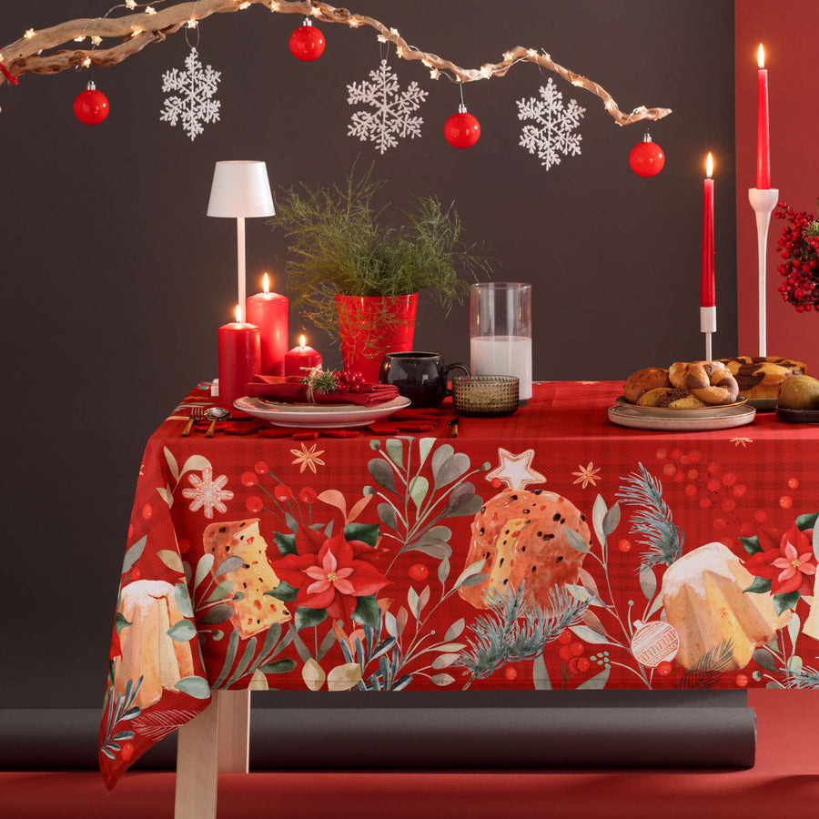 Sweet bread tovaglia - Tovaglia natalizia antimacchia Riviera con panettone
