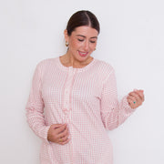 Camicia da notte Noidìnotte caldo cotone vichy aperta avanti - LA2908AB