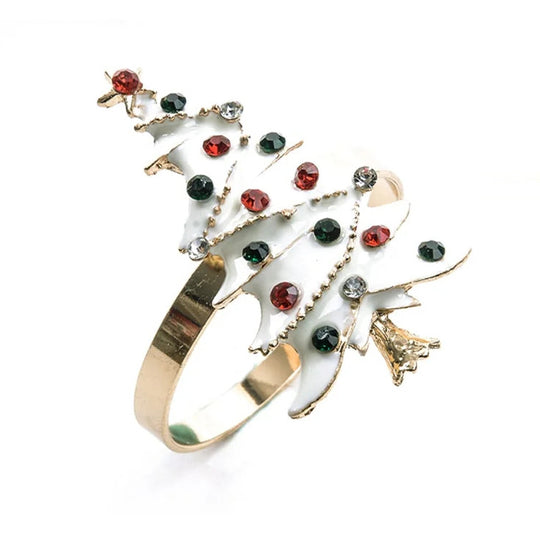 Albero Snow - Legatovagliolo in metallo finitura oro albero di natale innevato