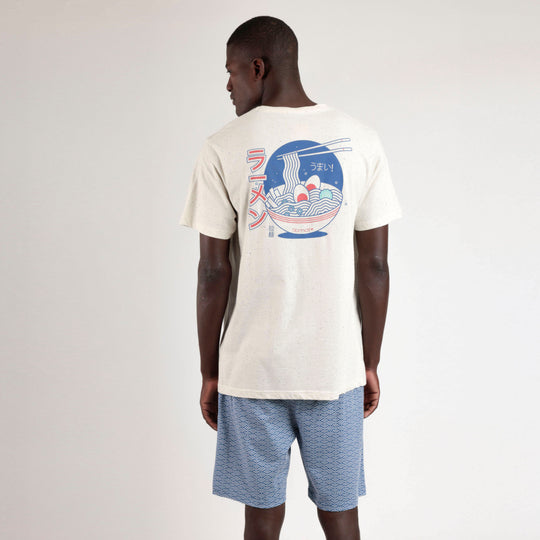 Pigiama Admas mezza manica e bermuda azzurro - 63121-0