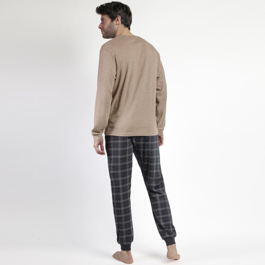 63762-0 - Pigiama in caldo cotone con pantalone quadri e polsini