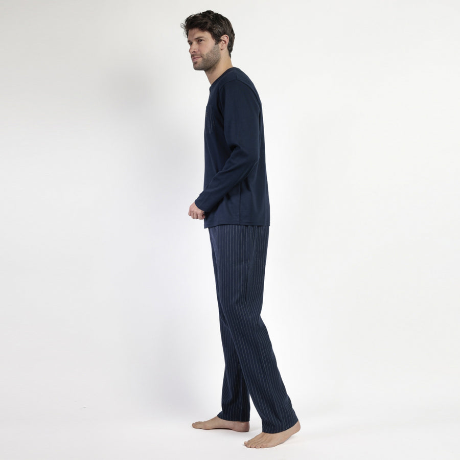 63188-0 - Pigiama da uomo a maniche lunghe con colletto button-down e pantaloni lungo