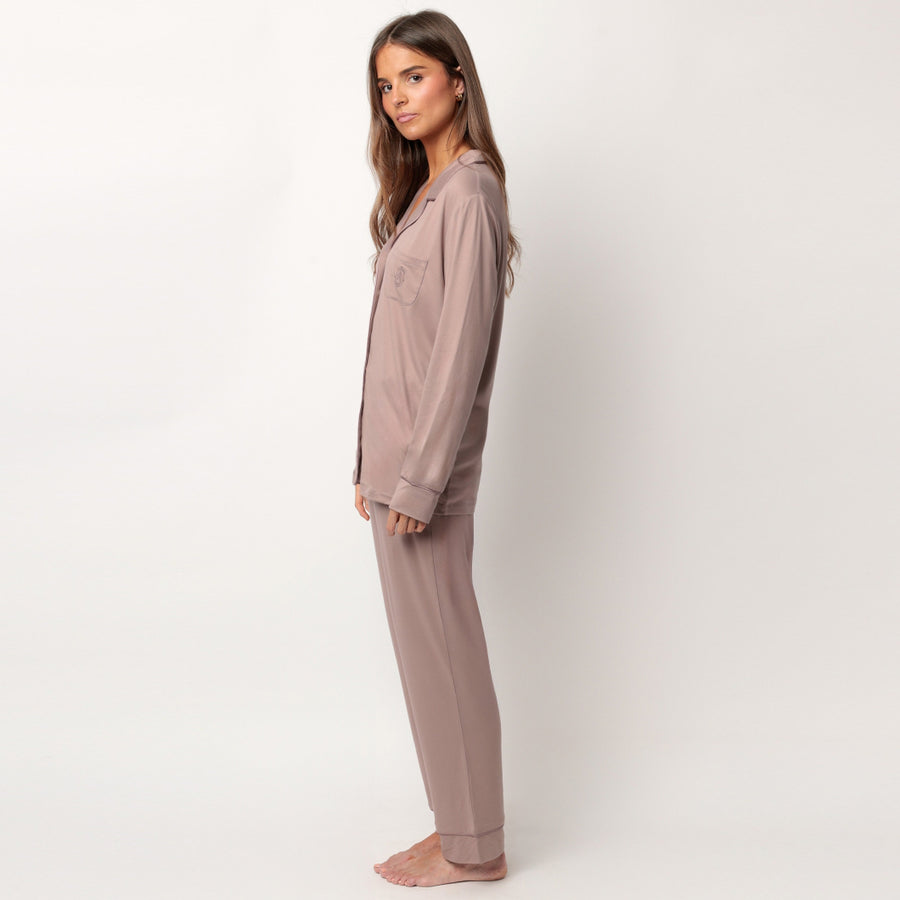 62617-0 - Pigiama in modal aperto avanti con rifiniture in raso