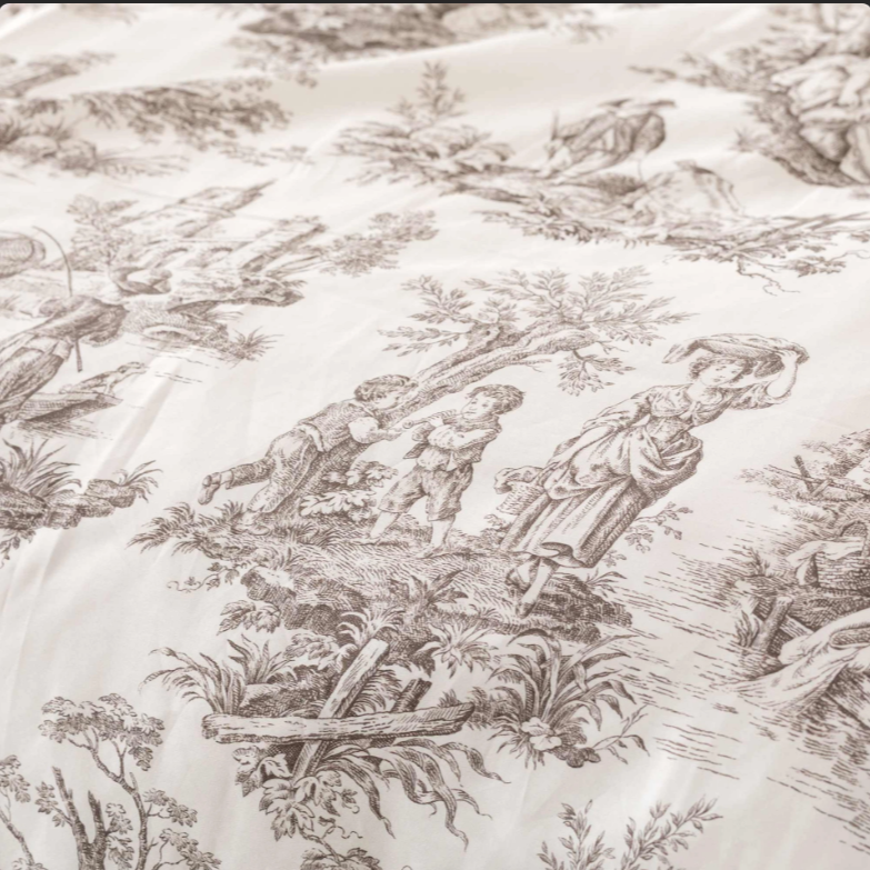 Toile de Jouy Completo letto Matrimoniale in raso 300 fili