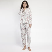 63601-0 - pigiama caldo cotone aperto avanti con fiorellino