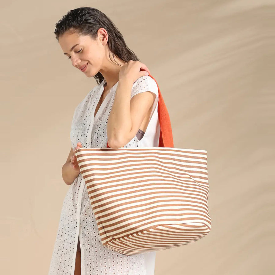 Borsa mare donna in tessuto a righe - TR1483