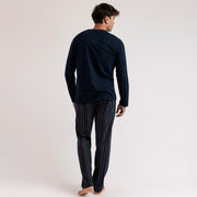 Pigiama Admas manica lunga con maglia tinta unita e pantalone rigato - 63135-0