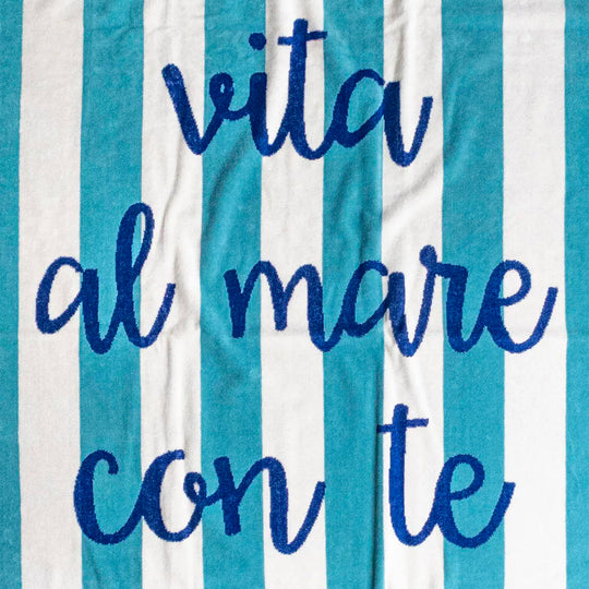 Telo mare in spugna velour rasato Vita al mare con te - AE531