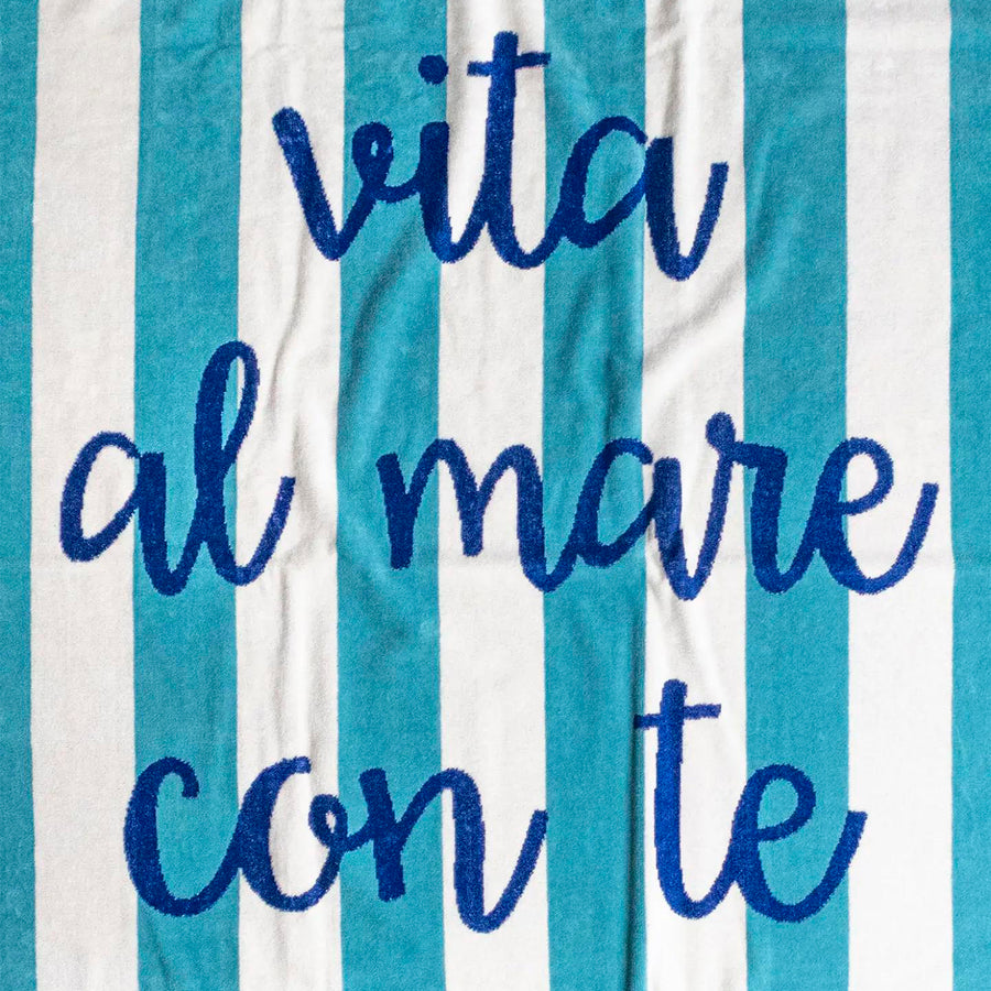 Telo mare in spugna velour rasato Vita al mare con te - AE531