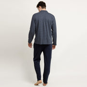 64182-0 - Pigiama a maniche lunghe in maglia interlock di cotone con colletto a revers e pantaloni lunghi.