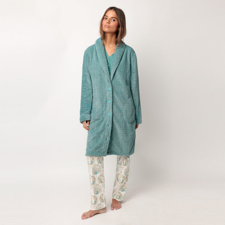 67247-0 - Vestaglia super calda a maniche lunghe color acquamarina