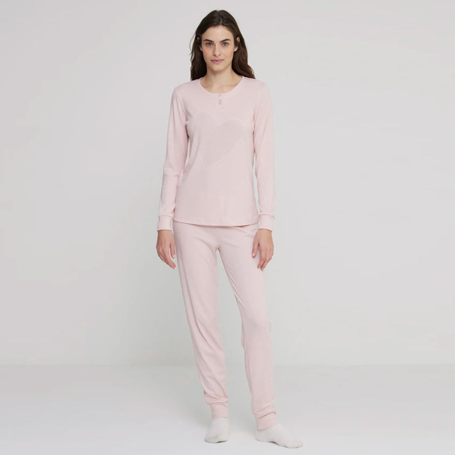 Pigiama donna calibrato in caldo cotone - FA8972AB