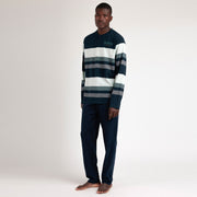 Pigiama Admas manica lunga con maglia rigata e pantalone tinta unita - 63130-0