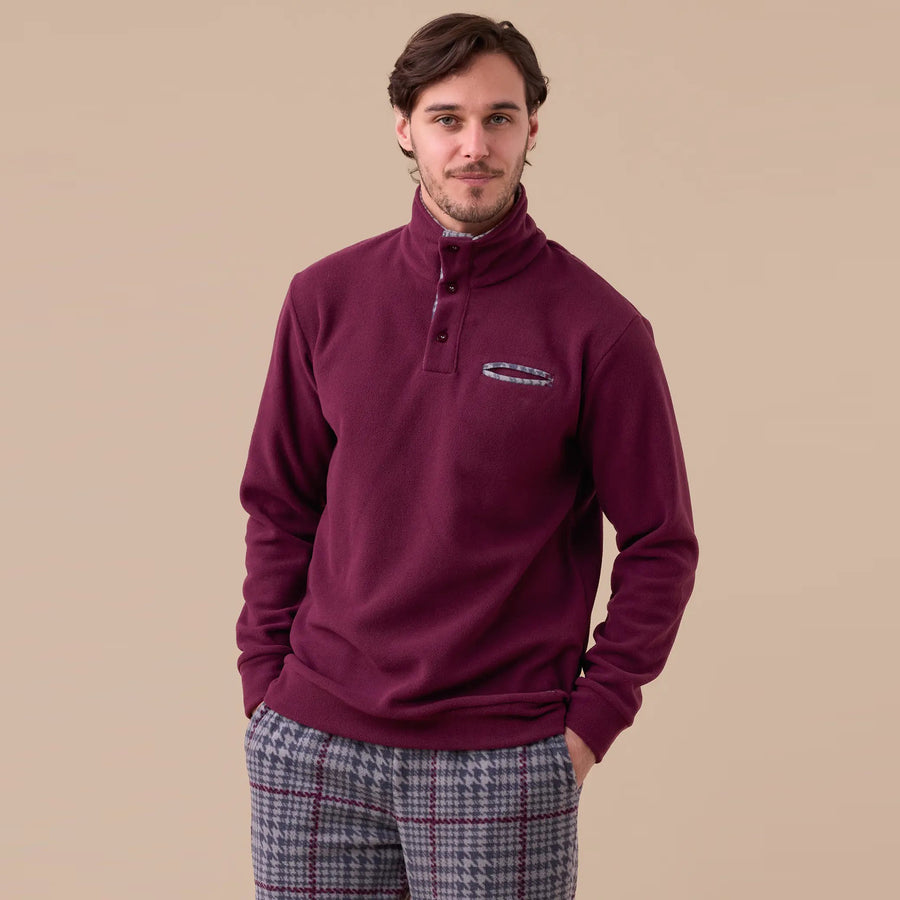 FC3195 - Pigiama uomo invernale in micropile pantalone principe di galles con polsini