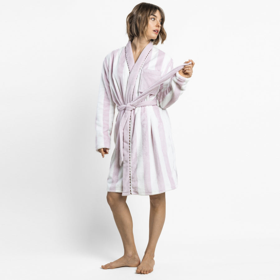 67386-0 - Vestaglia calda a maniche lunghe con righe leggere