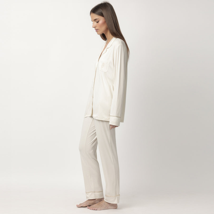 62617-0 - Pigiama in modal aperto avanti con rifiniture in raso