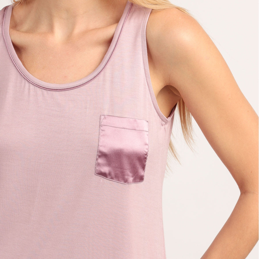Pigiama Donna spalla larga in modale con dettagli in raso - 64049-0