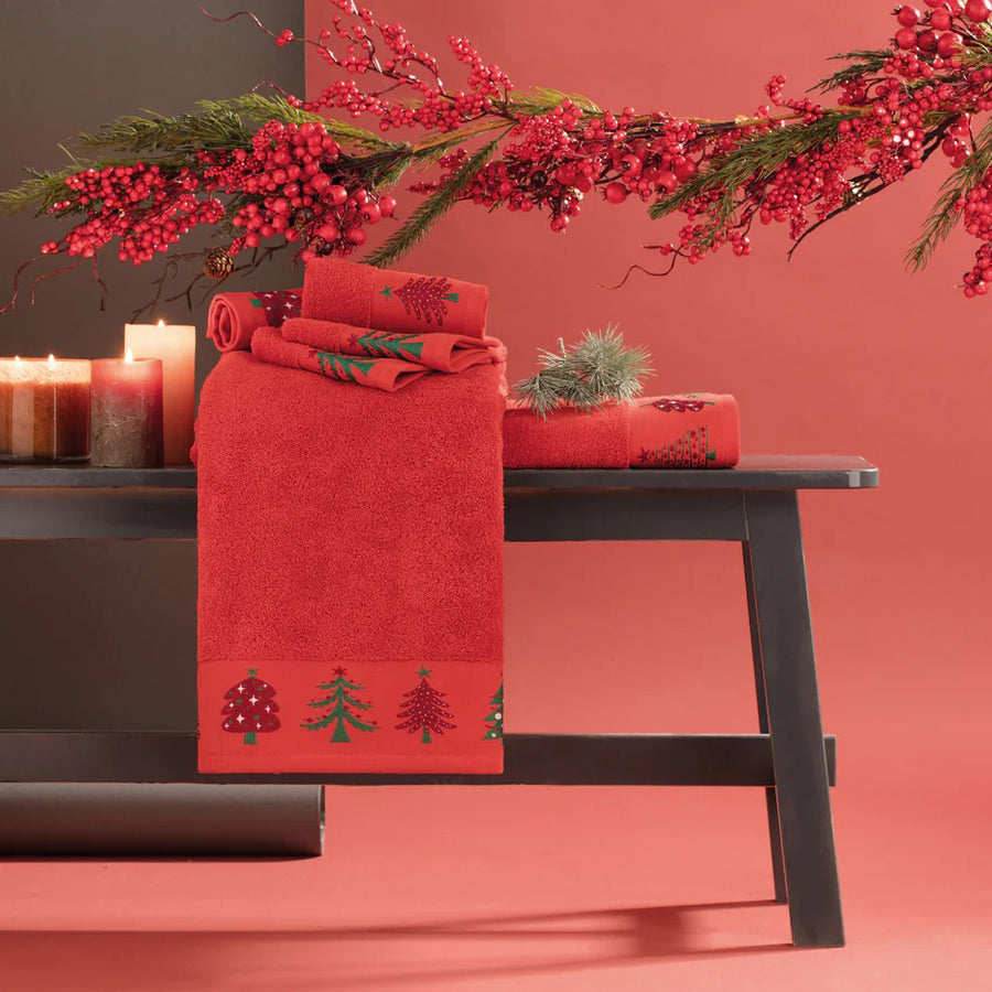 Forest glow - Set Asciugamani  in spugna Jacquard natalizi