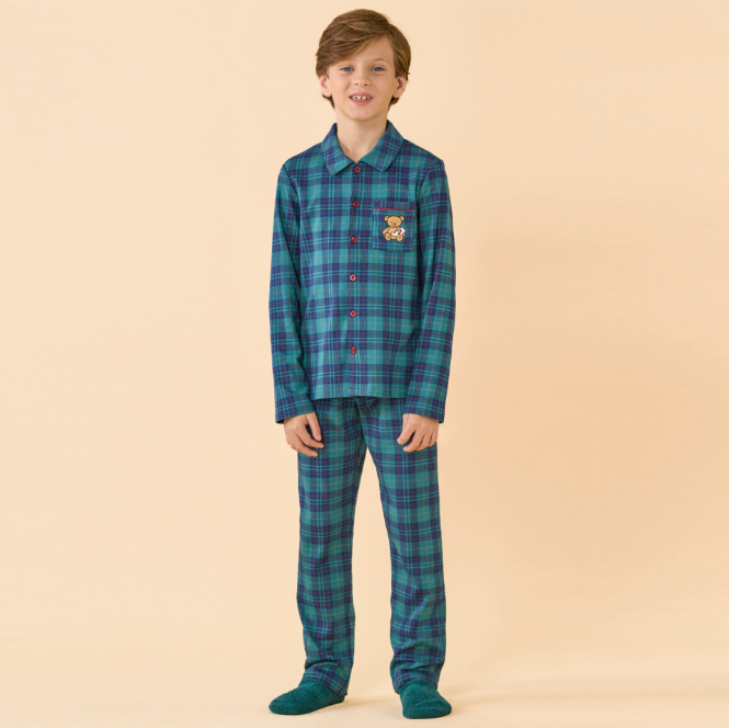 FC2657 TARTAN TEDDY - Pigiama Kids Natalizio aperto avanti