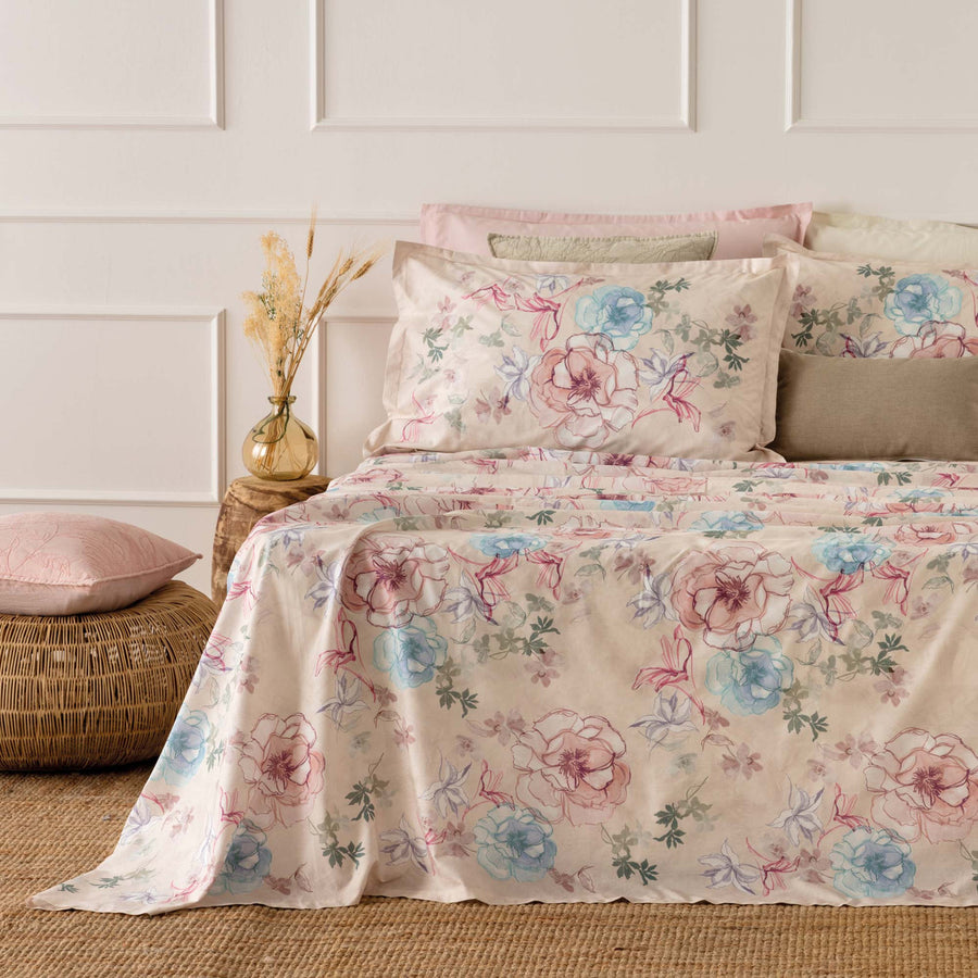 Completo lenzuolo copriletto in percalle di cotone - Amouage completo letto