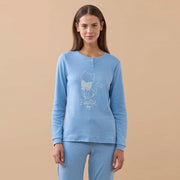 FA9185 - Pigiama donna invernale in caldo cotone con gattino